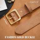 XZQTIVE Womens Leather Belts for Jeans Pants Dresses Fashion Ladies Black Belt with Square Buckle Brown