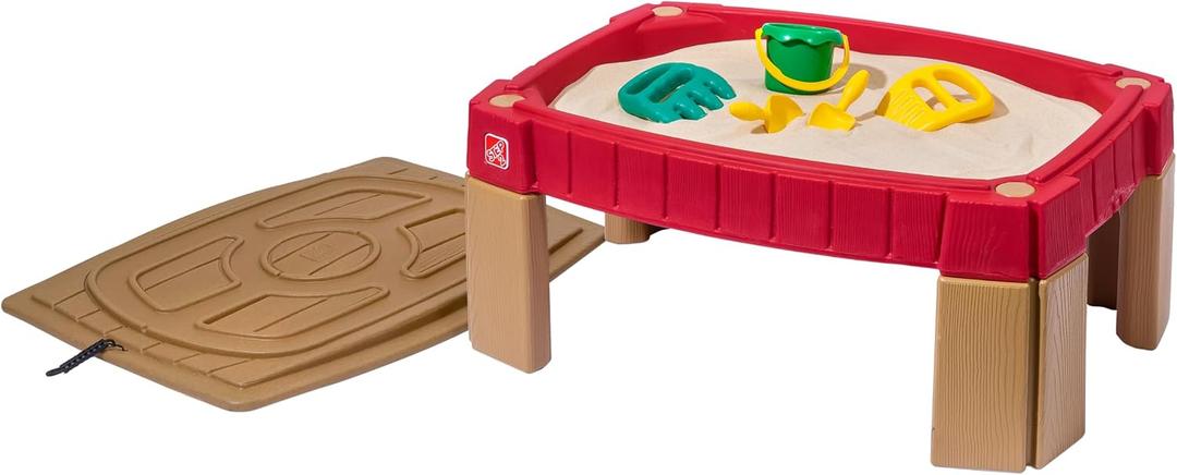 Step2 Naturally Playful Sand Table, Kids Sand Activity Sensory Table, 5 Piece Accessory Kit, Toddler Summer Outdoor Toys, 2+ Years Old, Medium