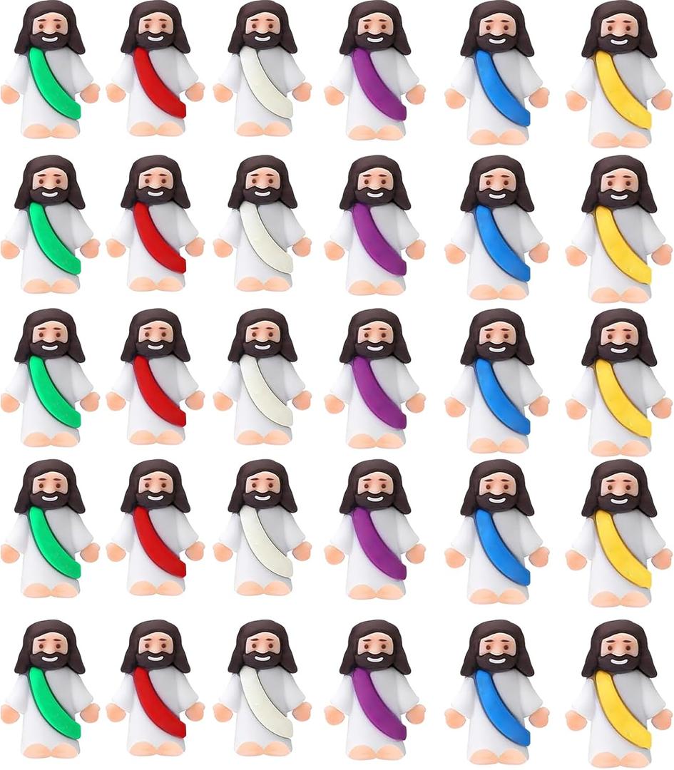 Mini Jesus Figures, Set of 30pcs Action Figures Little Jesus Figures, Tiny Jesus Figures to Hide and Seek Religious Gifts for Easter Egg Stuffers (Mix)