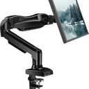HUANUO Single Monitor Mount, 13 to 32 Inch Gas Monitor Arm, Adjustable Stand, Vesa Mount with Clamp and Grommet Base - Fits 4.4 to 19.8lbs LCD Computer Monitors (Black)