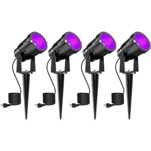 Landscape Lights Outdoor: Black Light Halloween LED Landscape Lighting for Tree Garden Yard Pathway Body Paint Poster | 110V UV Blacklight Spotlights | 4 Pack (UV Blacklight)