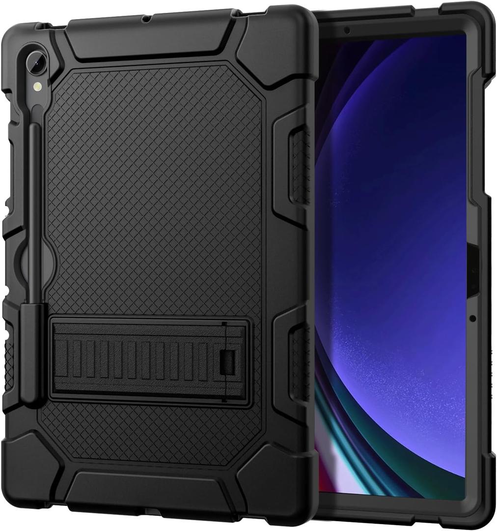 Case for Samsung Galaxy Tab S10 Lite / S10 FE / S9 FE 5G 10.9 Inch / Galaxy Tab S9 11 inch 2023 with S Pen Holder/ Kickstand, Military Grade Shockproof Protective Tablet Cover (Black)
