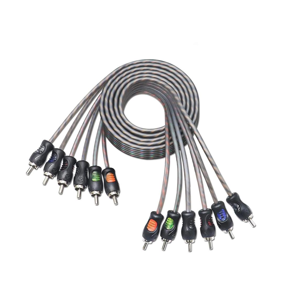 RECOIL RCI66 99.99% Oxygen Free Copper 6ft 6-Channel RCA Audio Cable, Twisted Pair with Noise Reduction