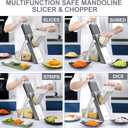 SupMaKin Upgrade Safe Mandoline Slicer, Multi Vegetable Chopper, Potato Slicer, Vegetables Slicer Onion Chopper Fry Cutter, Kitchen Chopping Artifact (GrayWhite)
