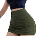 WDIRARA Women's High Waisted Button Sexy Streetwear Club Bodycon Mini Skirt (Green, L)
