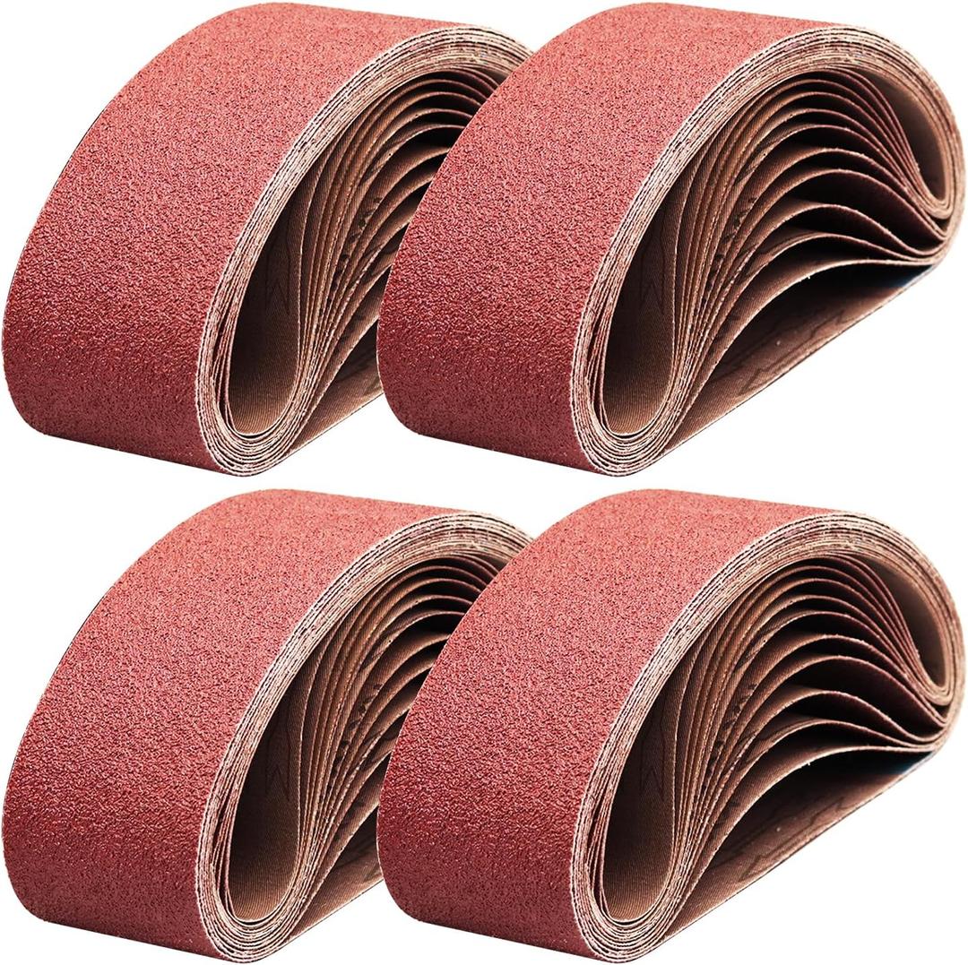 24 Pcs 3x18-Inch Aluminum Oxide Sanding Belts,6 Each of 40 80 120 240 Grits,for Belt Sander