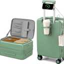 Hanke 20 Inch Expandable Carry On Luggage with Cup Holder 22x14x9 Airline Approved, Top Opening Hard Shell Suitcases with Wheels, Carry-On Travel Suitcase Trunk Luggage with Lock, Forest Green