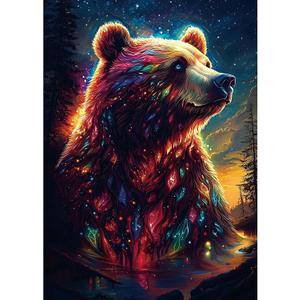 MINIWAN 1000 Piece Puzzles for Adults, Colorful Brown Bear Puzzle for Adults, Hard Challenge Art Jigsaw Puzzles, for Gifts Birthday Party Games Family, 27.5 * 19.7 inch Dust Free Puzzle