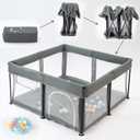 TOMBOSS Foldable Baby Playpen 50x50, Collapsible Portable Play Pen for Toddlers 1-3, Indoor Outdoor Baby Playard with Carry Bag