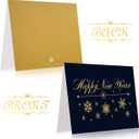 NUOBESTY Happy New Year Cards with Envelopes, 30 Pack Christmas Blank Foldable Greeting Cards Boxed Set for Holiday Wishes, New Year Crafts, Festive Decor, Family and Friends