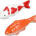 POPETPOP 2Pcs Ceramic Floating Fish Decor, Realistic Koi Fish Floatable Figurines Aquarium Decoration, Ocean Sea Animals Ornament for Fish Tank, Pond, Fairy Garden Fountain, Desktop