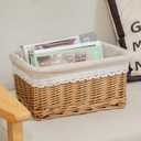 Handmade Storage Baskets Hand Woven Wicker Shelving Baskets Rectangle 1 Pc