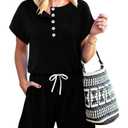 KISSMODA Women's Drawstring Waist Loose Fit Loungewear Set with Pockets (S)