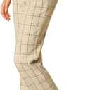 Allegra K Women's Plaid Trousers Pockets Straight Leg Pants X-Small Khaki