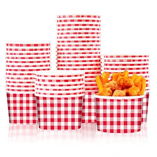 Amazon.com: 50 Pcs Red Gingham Ice Cream Cups Bowls 9 oz Disposable Checkered Paper Bowls for Desserts, Treats Soup, Hot Cold Food Picnic BBQ Camping Party Supplies : Health & Household
