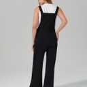 roswear Womens Denim Overalls Loose Fit Stretchy Baggy Overall Bib Wide Leg Casual Jean Jumpsuits (Black, M)