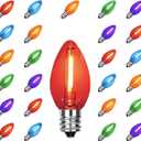 C7 Replacement Bulbs, 25 Pack Multicolor LED Christmas Light Bulbs, E12 Candelabra Base for Indoor/Outdoor String Lights, Xmas Tree, Patio, Holiday Party Decor
