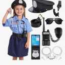 Police Costume for Kids,Police Officer Costume for Girls,Halloween Costumes for Kids Ages 5-10,Toddler Cop Costumes 5-6 Years (3+)