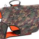 Coodeo Dog Hunting Vest Orange, Camo and Reversible Reflective Dog Tactical Harness Hound Jacket for Protection and Security, 4.5mm Neoprene Waterproof Safety Dog Vest Both Sides to Wear (Medium)