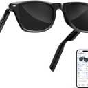 AI Glasses for Men & Women, Smart Glasses Powered by ChatGPT, AI Real-time Translation with 107 languages, 11H Music Play, Bluetooth Sunglasses with Polarized Lens, UV Protection for Daily Use, Travel (Black Frame+polarized Grey Lens)