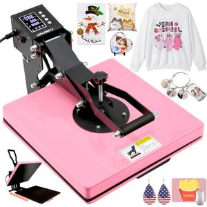 Whubefy Heat Press Machine 15x15 Slide Out, Digital Clamshell Heat Press Machine for T Shirts Printer, Heat Up Fast & Even, Sublimation Shirt Press Machine for Mouse Pad, Pillows, Coasters, Puzzles