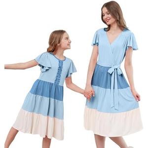 V.&GRIN Mommy and Me Summer Dresses, Mother Daughter Midi Cute Floral Family Matching Outfits for Women & Tween Girls M