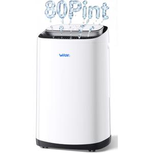80 Pint Dehumidifier for Basement, 50 Pint DOE, Drain Hose, 5000 Sq Ft