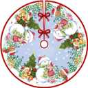 Christmas Tree Skirt, with Christmas Tree Topper 35.4 inches Cable Knitted Xmas Christmas Tree Decorations with Reindeer, New Year Party and Home Christmas Decorations