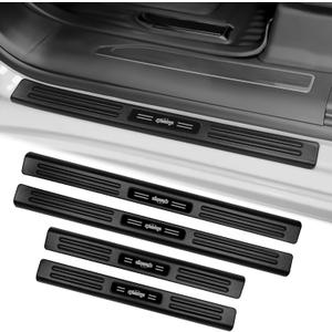 4PCS ABS Door Sill Guards Protector for Chevy Silverado & GMC Sierra 2019-2026 1500 2500 Matte Black Front and Rear Door Sill Protector Entry Guard Car Pedal Kick Protection Accessories