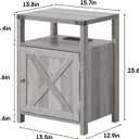 Fameill Nightstands Set of 2, Night Stand with Charging Station, Bed Side Table with Storage Cabinet, Farmhouse End Table for Living Room with USB Ports and Outlets, Gray, 15.75"D x 13.78"W x 23.62"H