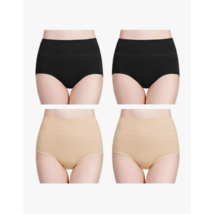 wirarpa Women's Cotton Postpartum Underwear High Waisted Ladies Panties Full Coverage Briefs 4 Pack Assorted Size medium