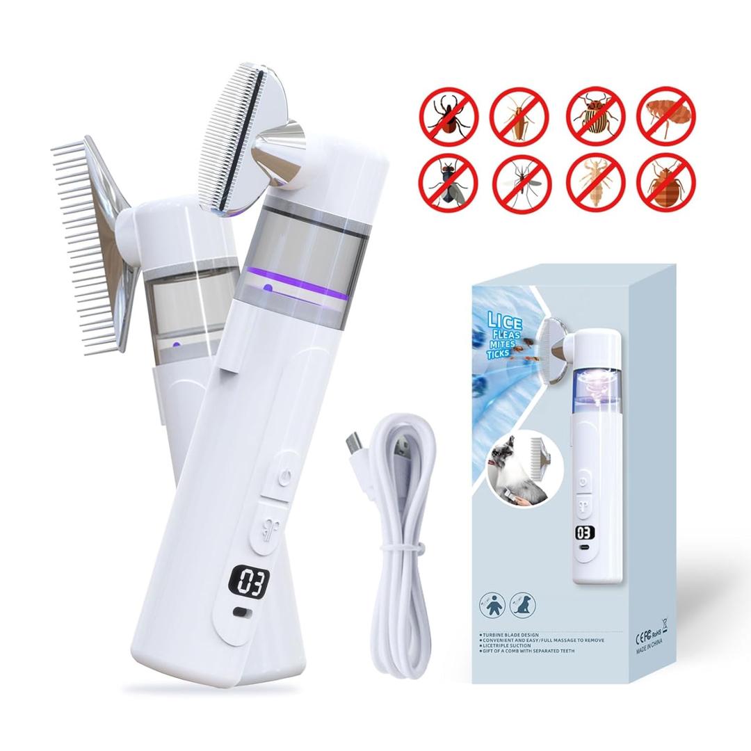 Wireless Rechargeable Lice Comb,Multifunctional Portable Electric Lice Vacuum Comb for Adults and Children,Reusable Filter Terminator Lice Comb,lice Treatment for All Hair Types