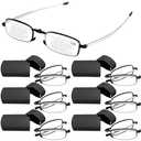 Coume 6 Pack Folding Reading Glasses Hard Cases Blue Light Blocking Men Women Foldable Computer Spring Hinge Readers(1.25x)