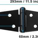 Hordion 2Pcs Strap Hinge Shed Door Hinges, 6 Inch Heavy Duty Gate Hinges Black Tee Hinge with Screws for Fence Wood Gate Cabinet Door