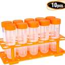 TEKEFT Primary Science Jumbo Test Tubes with Stand, Set of 10 Tubes, Ages 3+