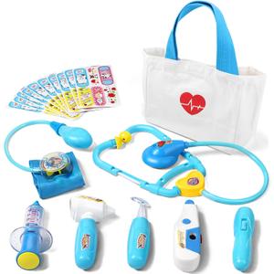 Liberry Doctor Kit for Toddlers 3-5 Years Old, 18-Piece Kids Doctor Bag Pretend Play Toys, Durable Medical Kit with Toy Stethoscope, Blue Doctor Gift for Boys Girls