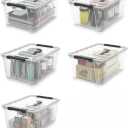 Clear Storage Latch Bins, 5-Pack Storage Organizer Box with Handle and Lids, 5-Litre