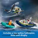 LEGO City Police Prison Island Building Set, Birthday Gift for Boys and Girls Ages 7 Plus, Imaginative Play, Helicopter Toy, Boat Toy and Dinghy, 7 Minifigures with Dog and Shark, 60419