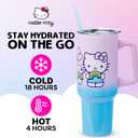 Silver Buffalo Sanrio Hello Kitty and Friends Featuring My Melody, Kuromi, Pompompurin Rainbow Ombre Double Walled Stainless Steel Tumbler with Handle and Straw, Fits in Standard Cup Holder, 40 Ounces