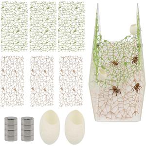 Jumping Spider Accessories Set, 6 Pcs Spider Climing Web with 2 Platforms and 8 Magnets, Small Reptile Spiders Enclosure Decoration Accessories for Climbing, Feeding, Hiding