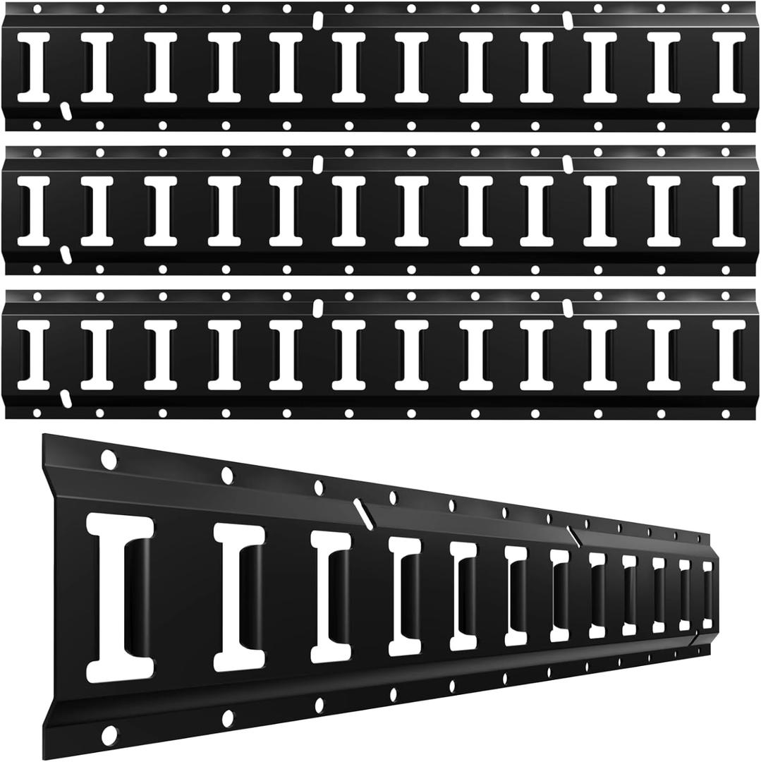 UMIRO 2ft E Track Tie Down Rail Kit (4 Pack) for Garages, Vans, Trailers, Motorcycle Tie Downs, ATV Mountings - Black Coated Steel - Secure Cargo & Heavy Loads Up to 4,500 lbs (2FT)