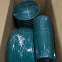 LIYH 48 Pcs Green Wheat Straw Plates and Bowls set - Plastic Dinnerware Set - Dishwasher Safe Camping Plates Dishes Set for 12, Unbreakable Wheat Straw Plate Bowls Reusable 12 Guests