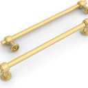 Amerdeco 10 Pack Brushed Gold Cabinet Pulls 10 Inch(254mm) Hole Center Drawer Pulls Cabinet Hardware Kitchen Cabinet Handles for Bathroom Dresser Pulls ZH0069