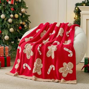Snuggle Sac Christmas Throw Blanket for Couch, Gingerbread Men Blanket 50x60 inches, Ultra Soft Reversible Cozy Throw Blanket for Sofa and Bed for Xmas (Red Gingerbread Man) Snuggle Sac Christmas Throw Blanket for Couch, Gingerbread Men Blanket 50x60 inches, Ultra Soft Reversible Cozy Throw Blanket for Sofa and Bed for Xmas (Red Gingerbread Man)