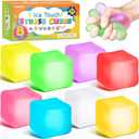 8 Pcs Stress Cube Bulk Ice Cube Stress Ball Anxiety Relief Soft Squeeze Sensory Ball for Party Favors Prizes Goodie Bag Stuffers (Pink,Purple,Green,Orange)