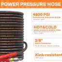 5000PSI Pressure Washer Gun and Hose Kit, 100FT Kink Resistant Steel Braided Power Washer Hose with 3/8" Swivel Quick Connector and M22 14mm Adapters Replacement