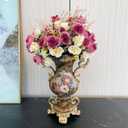 Large Golden Vase and Artificial Flower Set, European Vintage Resin Vase with Floral Arrangement for Various Party Venue Atmosphere, Restaurant, Bedroom, Office Decor