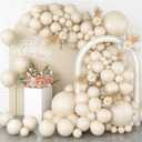 White Sand Balloons, 113Pcs Different Sizes Cream Beige Balloon Garland Arch Kit 18/12/10/5 Inch, Matte Retro Neutral Sand White Latex Helium Balloons for Birthday Wedding Anniversary Party Decoration