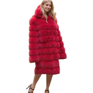 Lisa Colly Women's Winter Plus Size Parka Overcoat Long Sleeve Faux Fur Coat Jacket with Big Hooded (Large, Red)