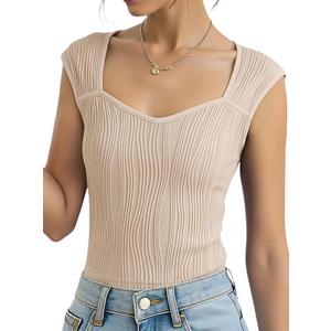 Girls Crop Top Textured Cap Sleeve T Shirt Slim Fitted Tee Cute Summer Tops Khaki 13-14 Years